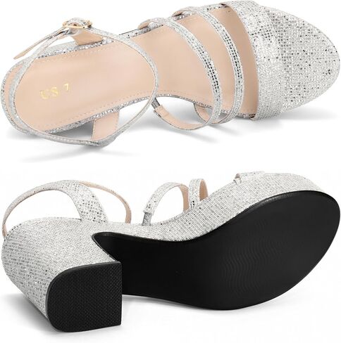 Allegra K Women's Glitter Platformly Strappy Strappy Heels Heels Sandals in Kuwait