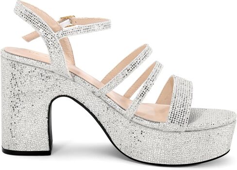 Allegra K Women's Glitter Platformly Strappy Strappy Heels Heels Sandals in Kuwait