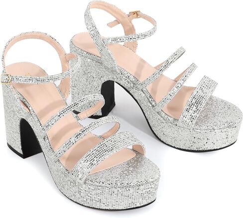 Allegra K Women's Glitter Platformly Strappy Strappy Heels Heels Sandals in Kuwait