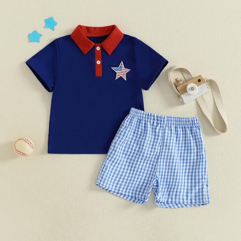 Karwuiio Toddler Boy Summer Clothes Short Sleeve Polo Shirt Shorts Set Infant Golf Outfit 3 6 12 18 Months 2T 3T Clothes in Saudi Arabia