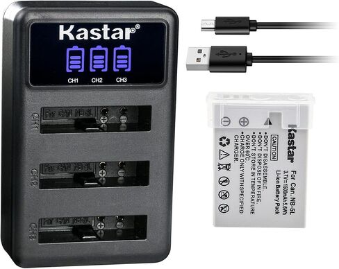 Kastar LCD Triple USB Battery Charger متوافق مع Canon NB-5L NB5L ، NB-5LH NB5LH ، 1135B001 بطارية ، شاحن CB-2LX CB-2LXE in Kuwait