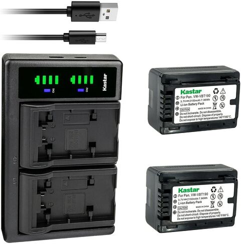 Kastar VW-VBT190 LTD2 USB Battery Charger Compatible with Panasonic HC-WX970M, HC-WX970GK, HC-WX970MGKK, HC-WX990M, HC-WXF990MGK, HC-WXF990M, HC-WXF991, HC-WXF991K, HC-WXF1, HC-WXF1K Camera in Saudi Arabia