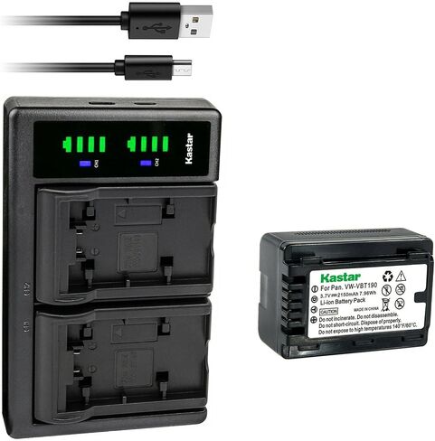 Kastar VW-VBT190 LTD2 USB Battery Charger Compatible with Panasonic HC-WX970M, HC-WX970GK, HC-WX970MGKK, HC-WX990M, HC-WXF990MGK, HC-WXF990M, HC-WXF991, HC-WXF991K, HC-WXF1, HC-WXF1K Camera in Saudi Arabia