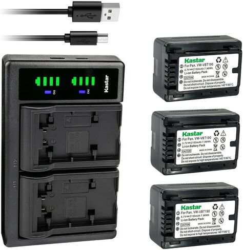 Kastar VW-VBT190 LTD2 USB Battery Charger Compatible with Panasonic HC-WX970M, HC-WX970GK, HC-WX970MGKK, HC-WX990M, HC-WXF990MGK, HC-WXF990M, HC-WXF991, HC-WXF991K, HC-WXF1, HC-WXF1K Camera in Saudi Arabia