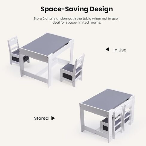 4 في 1 طاولة صغيرة من طاولة وكرسي ، يلعب نشاط الأطفال الخشبي مع تخزين الألعاب ، درجتين ، طاولة قابلة للفصل لصياغة ، القراءة ، تناول الطعام ، الجدول الحسي ث/صناديق للمنزل ، الحضانة (طبيعية) in Kuwait