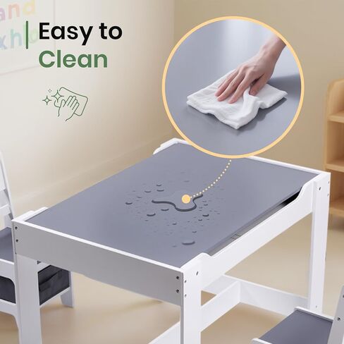 4 في 1 طاولة صغيرة من طاولة وكرسي ، يلعب نشاط الأطفال الخشبي مع تخزين الألعاب ، درجتين ، طاولة قابلة للفصل لصياغة ، القراءة ، تناول الطعام ، الجدول الحسي ث/صناديق للمنزل ، الحضانة (طبيعية) in Kuwait