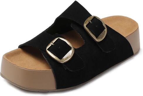 Wojwski Platform Sandals Women Leather Beach Resiles Summer Slip-On Slip-on Recied Wedge Sandals for Women in Kuwait
