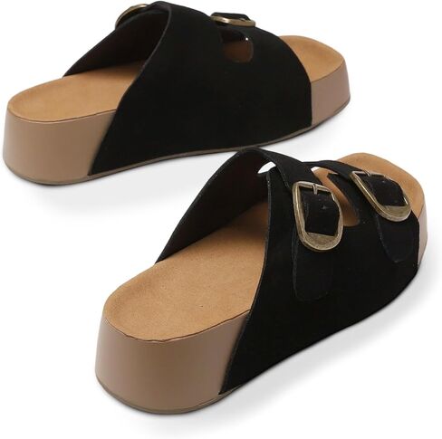 Wojwski Platform Sandals Women Leather Beach Resiles Summer Slip-On Slip-on Recied Wedge Sandals for Women in Kuwait