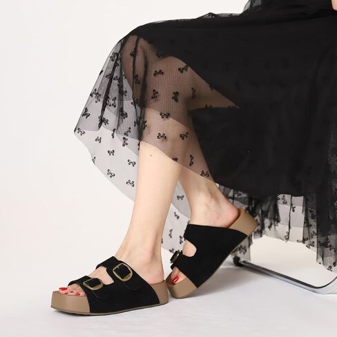 Wojwski Platform Sandals Women Leather Beach Resiles Summer Slip-On Slip-on Recied Wedge Sandals for Women in Kuwait