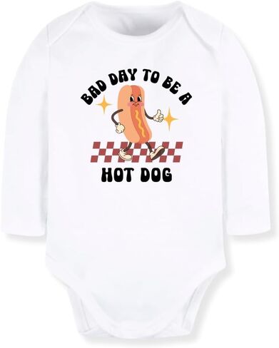 Bad Day To Be A Hot Dog Retro Graphic Baby Bodysuit, Toddler And Kids T-Shirt – Funny Hot Dog Design in Kuwait