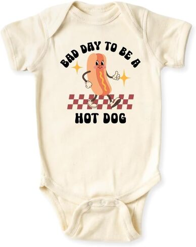 Bad Day To Be A Hot Dog Retro Graphic Baby Bodysuit, Toddler And Kids T-Shirt – Funny Hot Dog Design in Kuwait