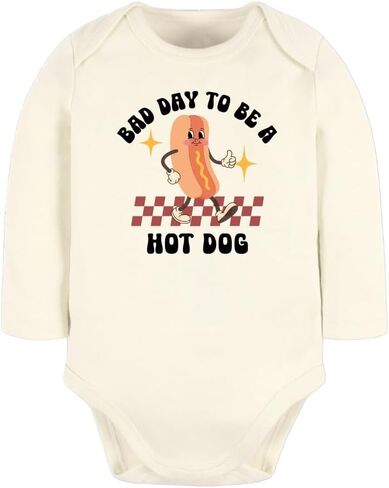 Bad Day To Be A Hot Dog Retro Graphic Baby Bodysuit, Toddler And Kids T-Shirt – Funny Hot Dog Design in Kuwait