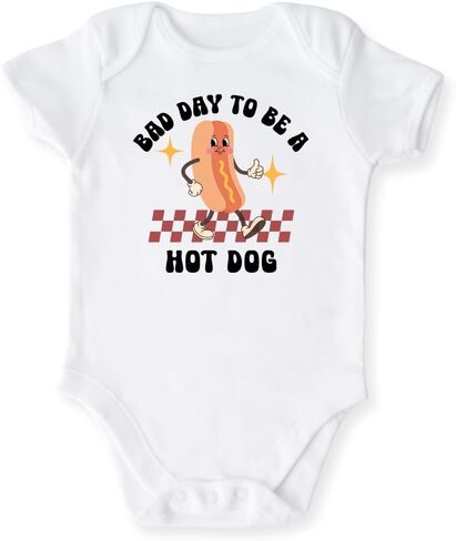 Bad Day To Be A Hot Dog Retro Graphic Baby Bodysuit, Toddler And Kids T-Shirt – Funny Hot Dog Design in Kuwait