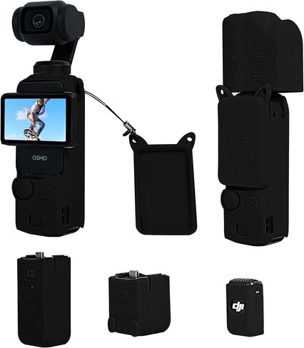 Protective Case Cover for DJI Osmo Pocket 3, Pocket3 Silicone Sleeve Protective Cover Compatible with DJI OSMO Pocket 3 Accessories, Fashion OSMO Pocket 3 case (Black) in Kuwait