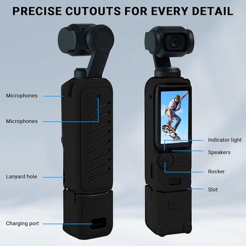 Protective Case Cover for DJI Osmo Pocket 3, Pocket3 Silicone Sleeve Protective Cover Compatible with DJI OSMO Pocket 3 Accessories, Fashion OSMO Pocket 3 case (Black) in Kuwait
