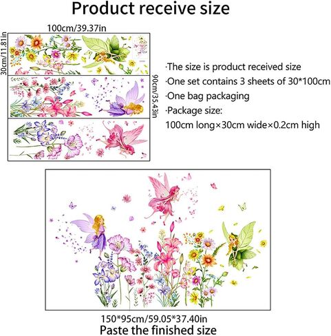 Flower Fairy Wall Decals Butterfly Girl with Wildflower Wall Stickers Girls Bedroom Baby Nursery Kids Room Wall Décor in Saudi Arabia