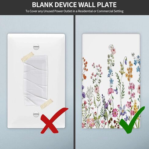 Rustic Wild Floral Vintage Watercolor Flower 1 Gang Light Switch Cover No Decive Blank Wall Plate Decorative for Bathroom Home Living Room Bedroom Art Panel Decorate in Saudi Arabia