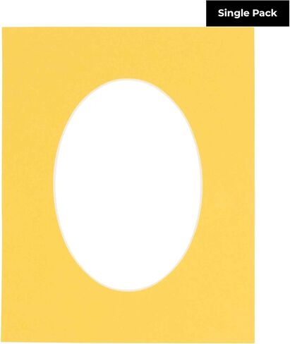 CountryArtHouse Chamois Yellow Acid Free 8x10 Oval Picture Frame Mat with White Core Bevel Cut for 6x8 Pictures - Fits 8x10 Frame - Pack of 1 Matboard in Saudi Arabia