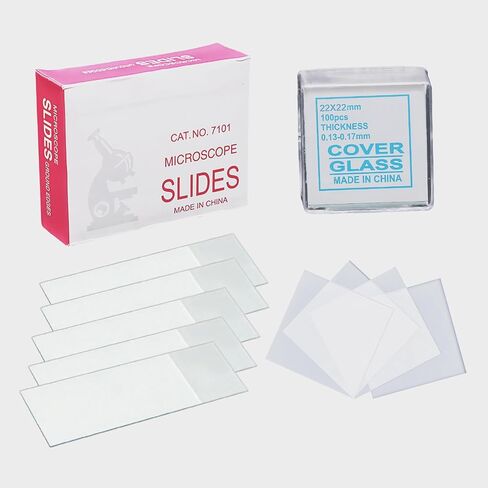 Microscope Accessories Slides and Coverslips Set - 50 Glass Slides & 100 Coverslips, Optically Clear Premium Quality, Lab Experiment Slide Kit Compatible with Most Microscopes in Kuwait