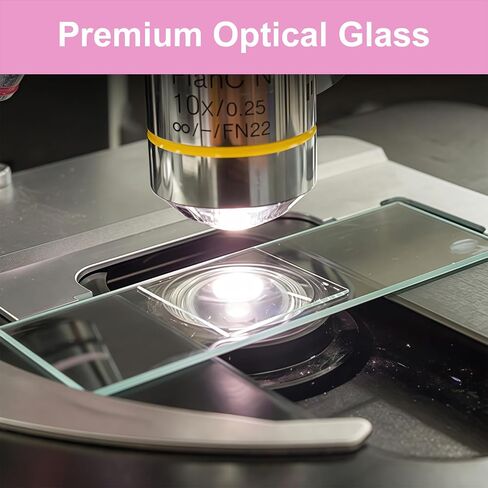 Microscope Accessories Slides and Coverslips Set - 50 Glass Slides & 100 Coverslips, Optically Clear Premium Quality, Lab Experiment Slide Kit Compatible with Most Microscopes in Kuwait