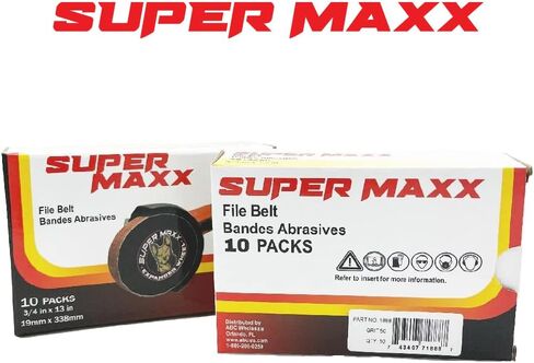 LAUCO SUPER MAXX 13"L x 0.75"W File Belt Bands Abrasives, 60 GRIT, Pack of 10 Sanding Belts, Compatible with SUPER MAXX Expander Wheel, File Belts for Grinding, Polishing & Finishing in Saudi Arabia