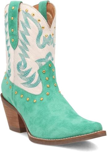 Dingo Womens Rodeo Queen مطرزة بأصابع القدمين القنص المسحوب على أحذية غير رسمية في الكعب منتصف 2-3 " - أسود ، أبيض in Saudi Arabia