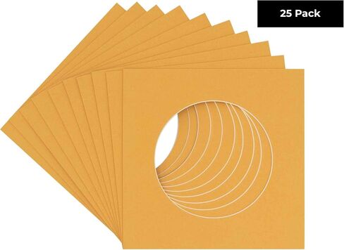 Countryarthouse Aged Oak Brown Acid Free 8x8 Circle Picture Frame حصيرة مع قطع شطبة بيضاء لزجة 4x4 - Fits 8x8 Frame - Pack of 1 Matboard Show Kit مع الدعم الخالي من الأحماض و Clear Bag in Kuwait