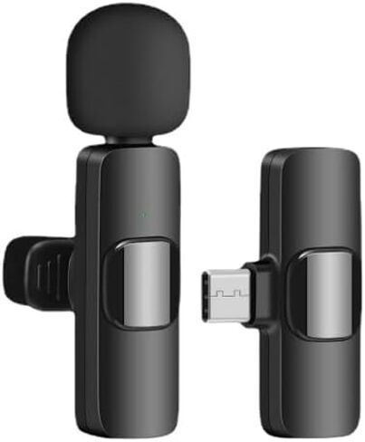Wireless Lavalier Microphone with Type-C Port, Long Range Wireless Professional Wireless Lavalier Microphone for Apple, Android, Live Streaming, YouTube, TikTok (Two-Wheat-Apple Interface) in Saudi Arabia