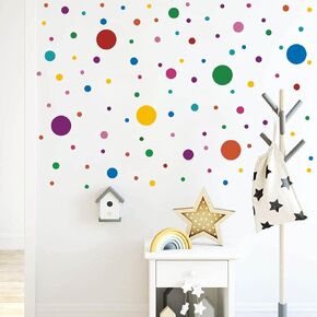 Polka Dot Wall Decals Colorful Circle Wall Stickers DIY Removable Peel and Stick Boho Cute Round Window Wall Decals for Kids Bedroom Nursery Classroom Home Decor (Blue-Grey)