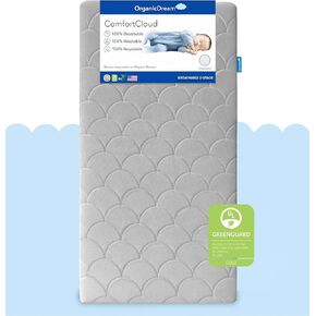 ComfortCloud 2-Stage Crib & Toddler Mattress in Moon Grey I 100% Breathable Proven to Reduce Suffocation Risk, 100% Washable, 2-Stage, GreenGuard GOLD Certified, Removable Cover - Deluxe 5" Thick