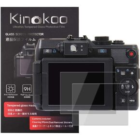 kinokoo Tempered Glass Film for Canon PowerShot G1X Crystal Clear Film Canon G1X Screen Protector Bubble-free/Anti-scratch(2 pack)