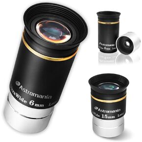 Astromania 1.25" 15mm 66-Degree Ultra Wide Angle Eyepiece - Bundle with - 66 Degree Ultra 6mm Eyepiece