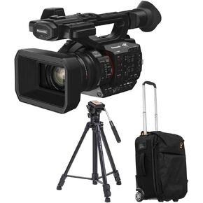 Panasonic HC-X20 4K UHD Professional Camcorder, Bundle with 3-Section Aluminum Video Tripod and Roller Bag