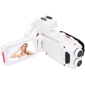 الكاميرا الرقمية 4K Gowenic 4K للتصوير الفوتوغرافي ، 3 HD شاشة Color Autofocus WiFi Vlogging camera camcorder مع Zoom الرقمية 50x ، واجهة الأحذية الساخنة الخارجية (العاج الأبيض)