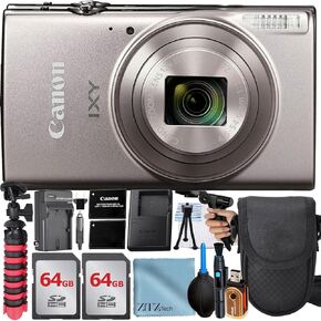 Canon PowerShot Ixy 650 (Elph 360) HS Digital Camera (Silver) + 2 Pack 64GB CARD