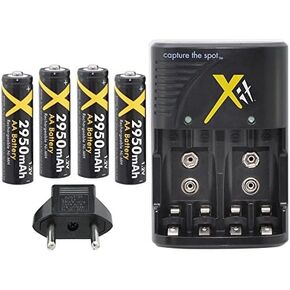 4AA Battery + 110-240 Charger for Canon Powershot SX120 SX110