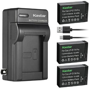Kastar LP-E17H Pro AC Wall Battery Charger Replacement for Canon EOS R8 Mirrorless Camera, EOS R50 Mirrorless Camera, Saramonic VmicLink5 HiFi Wireless Microphone Systems