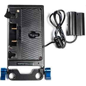 لوحة محول جبل Indipro Gold Mount إلى بطارية Dummy Type En-EL15 مخصصة للأجهزة التي تعمل بها EN-EL15 | متكامل 15 مم LWS ROD BRACKET | Single D-TAP OUTPUT | يتيح استخدام البطارية كوزن موازن
