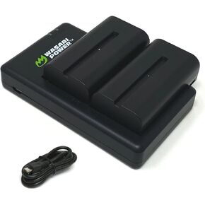 Wasabi Power F550 Battery (2-Pack) and Dual Charger Replacement for Sony L Series, NP-F330, NP-F530, NP-F550, NP-F570, CN-160, CN-216, CN126, Atomos Ninja V, Shinobi, Shogun 7, BMPCC 6K Pro