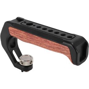 Camera Top Handle with 3 Cold Shoes 0.25Inch Threaded Hole Ergonomic Wooden Camera Top Grip for Cameras