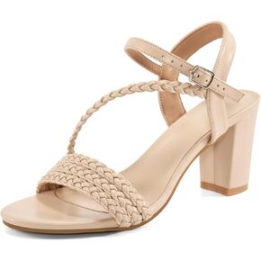 HARENCE Heels for Women Dressy Sandals: Womens Open Toe Ankle Strap Block Chunky Heeled Sandal Dress Shoes for Wedding Prom Party Work