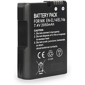EN-EL14 / EN-EL14a Lithium Ion Battery Packs, 7.4V 2050mAh Compatible with Nikon Digital Camera D3100 D3200 D3300 D3400 D5600 D5100 D5200 P7000 P7800 (1)