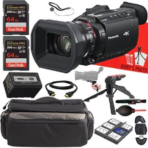 Panasonic HC-X1600 UHD 4K HDMI Camcorder with 24x Zoom + 2PC 64 GB Memory + Camera Carrying Case + Hand Grip Tripod + Deluxe Cleaning Kit + More (15pc Bundle)