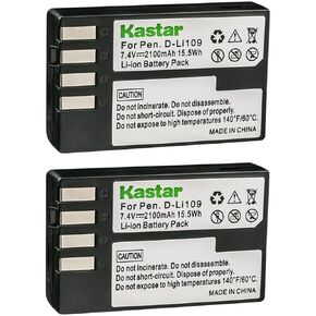 Kastar D-Li109 Battery (2-Pack) for Pentax D-Li109, DLI109 Work with Pentax K-R, K-30, K-50, K-500, KR, K30, K50, K500 Cameras…