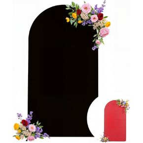 6.6FT Wedding Arch Backdrop Cover, Stretchy Arch Covers Round Top Chiara Backdrop Cover for Wedding Birthday Party Baby Shower Banquet Arch Decor(White+Beige)
