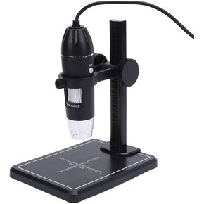 Digital Microscope 1600X Magnification, USB Digital Microscope with Adjustable LED Lights, Stand, for PC Phone Gem Appraisal, Plant Observation, ABS Material