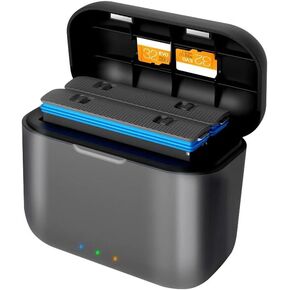 Fast Charging Hub for Insta360 X3 & Fast Charge Hub Bundle, Quick Portable 2 Channel Battery Charge Storage Station Compatible with Insta360 X3, Accessories with Misro SD Card Slots (Charger Only)