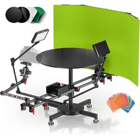 360 Rotating Platform Rig,360 Rotating Platform with 3 Lighting Systems,No Blind,Magic Arm, Removable Backdrop, Multi-Device Compatibility, 360 Degree Camera Spinner for Professional Photography