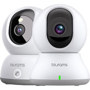 blurams Indoor Camera Bundle Set Pet Camera for Home Security w/Motion Tracking, Phone App, 2-Way Audio, IR Night Vision, Siren, Compatible with Alexa & Google Assistant(2.4GHz ONLY)