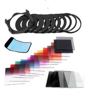 42in1 DSLR Filter Set Camera Filtro Full Kit Gradient Color Square ND Filter 24 ColorsGradient Color Square Suit for DSLR Camera(Adapter Rings Set)